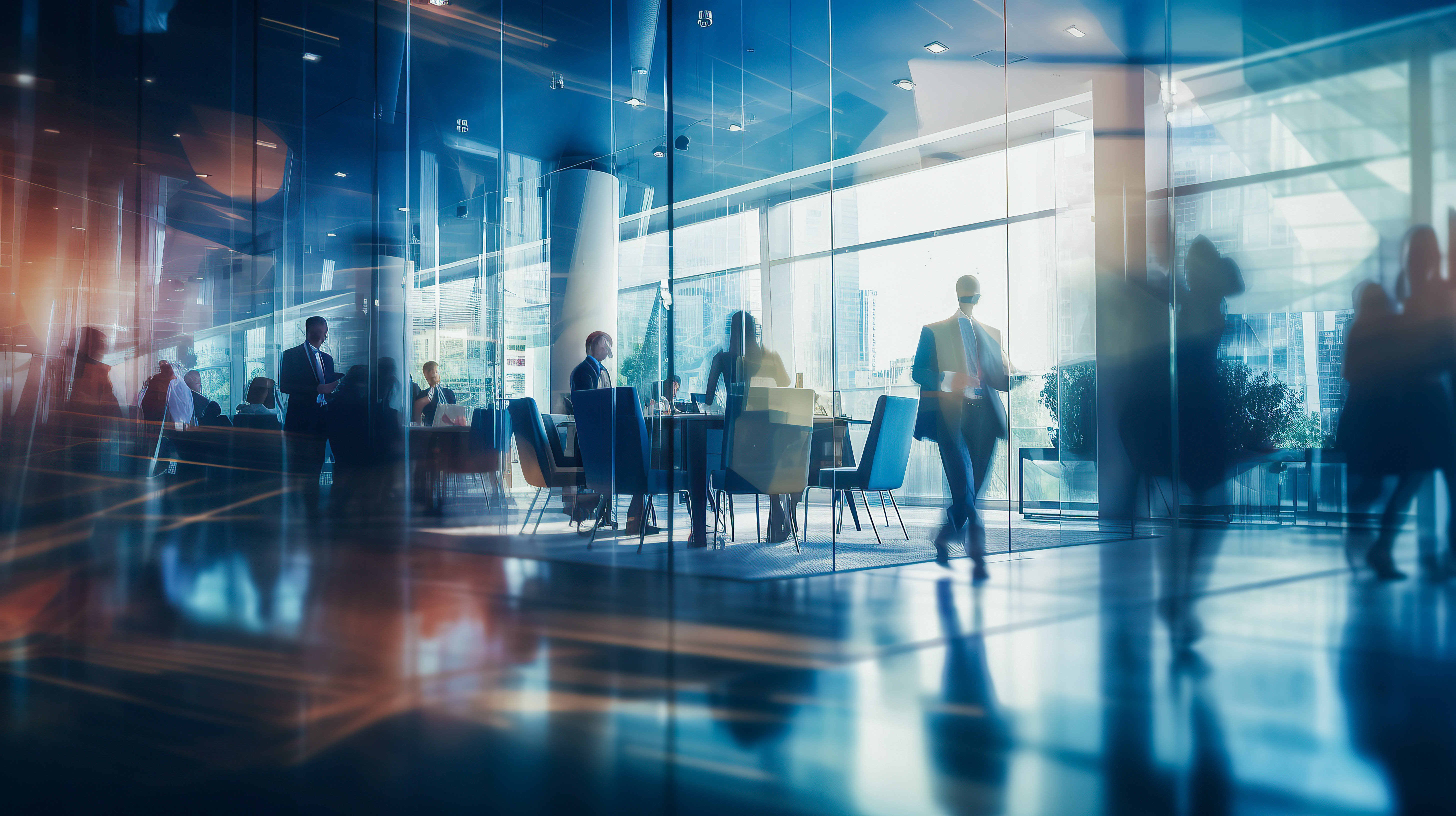 Foto von blurred Business Meeting in modernem Bürogebäude