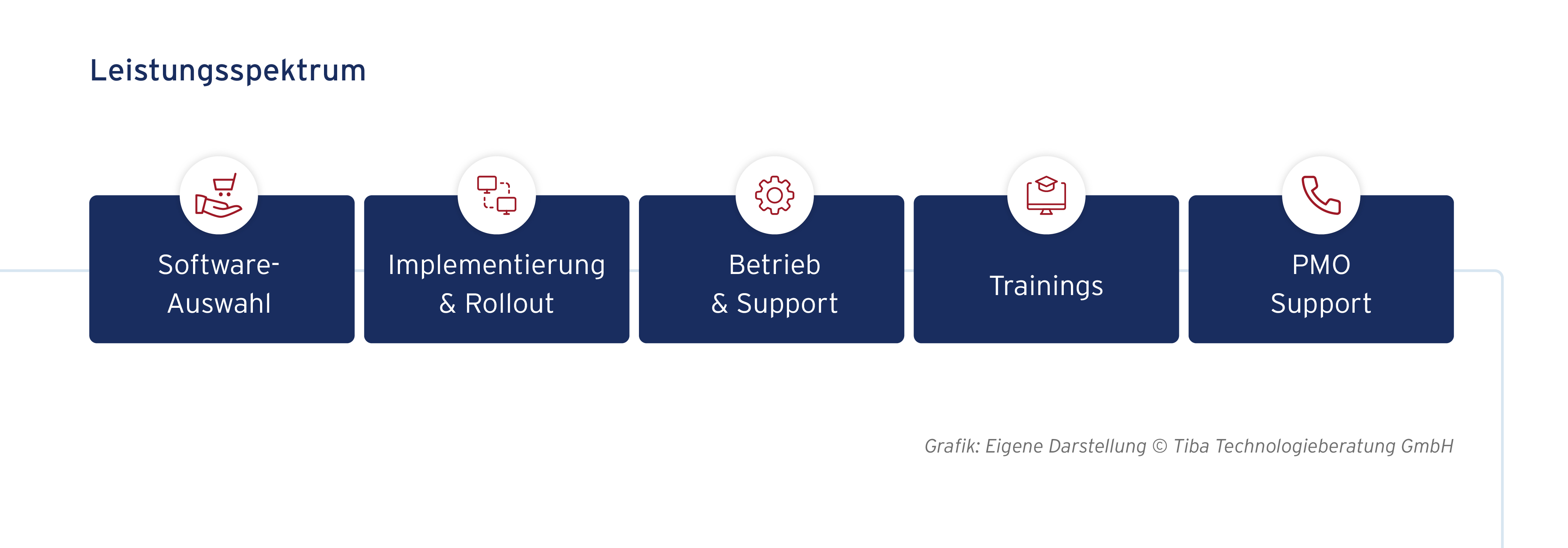 Grafische Darstellung des Leistungsspektrums der Tiba Technologieberatung zu Sciforma